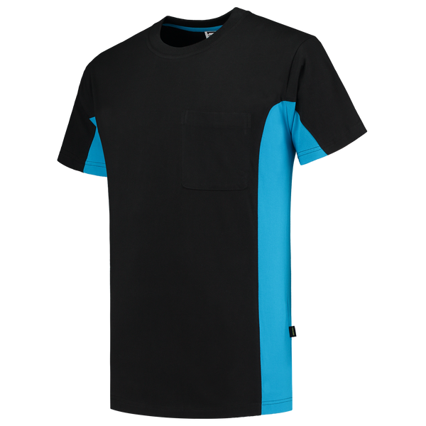 Tricorp T-Shirt Bicolor Borstzak Black-Turquoise