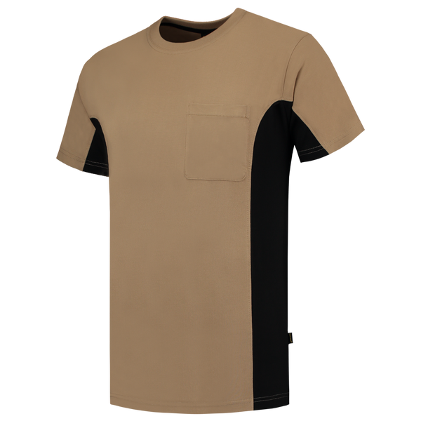 Tricorp T-Shirt Bicolor Borstzak Khaki-Black