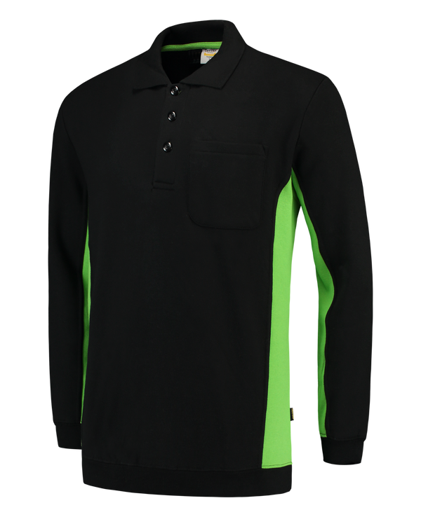 Tricorp Polosweater Bicolor Borstzak Black-Lime