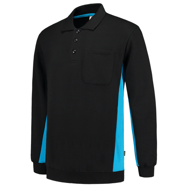 Tricorp Polosweater Bicolor Borstzak Black-Turquoise