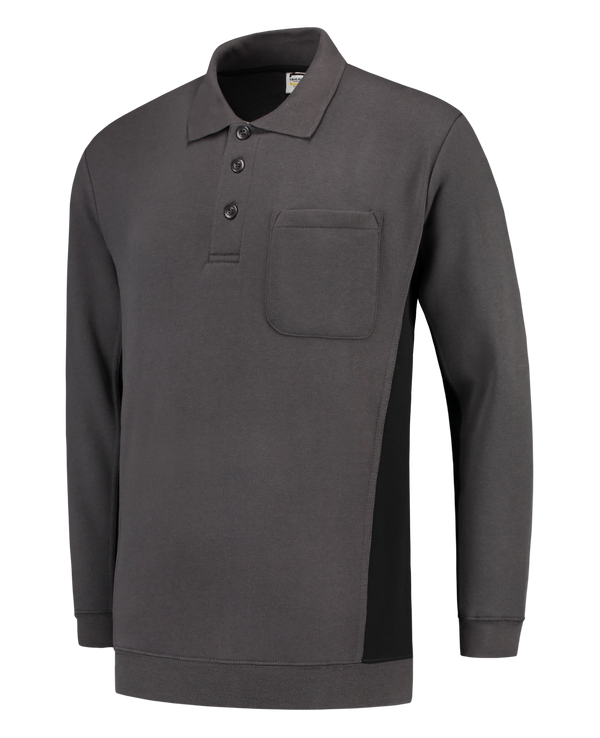 Tricorp Polosweater Bicolor Borstzak Darkgrey-Black