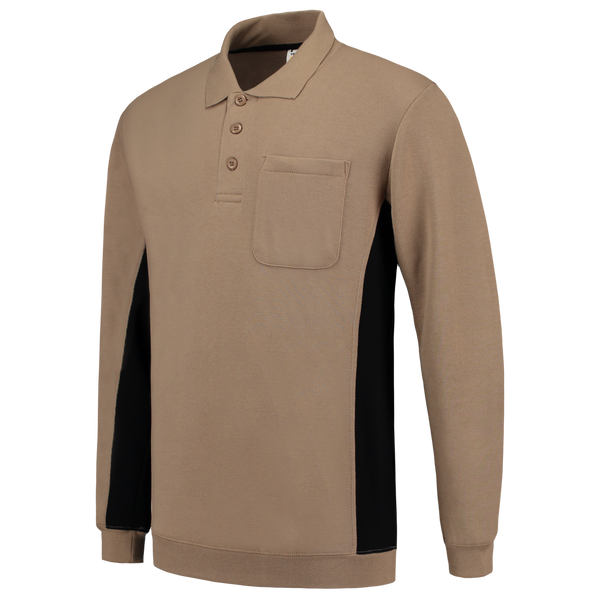 Tricorp Polosweater Bicolor Borstzak Khaki-Black