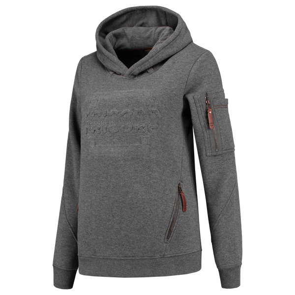 Tricorp Sweater Premium Capuchon Logo Dames Stonemel