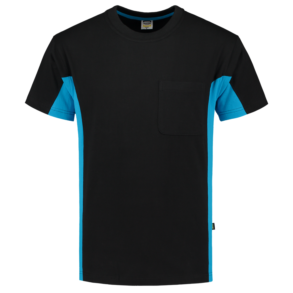 Tricorp T-Shirt Bicolor Borstzak Black-Turquoise