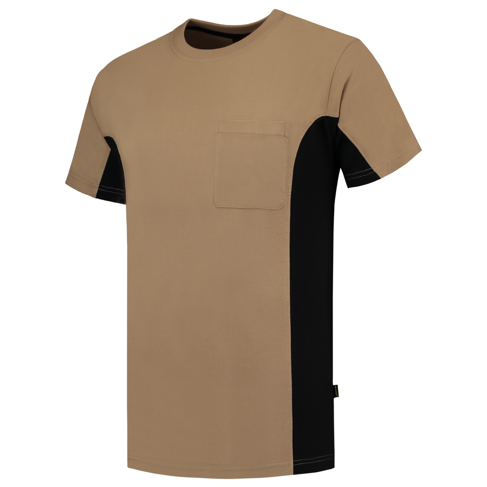 Tricorp T-Shirt Bicolor Borstzak Khaki-Black