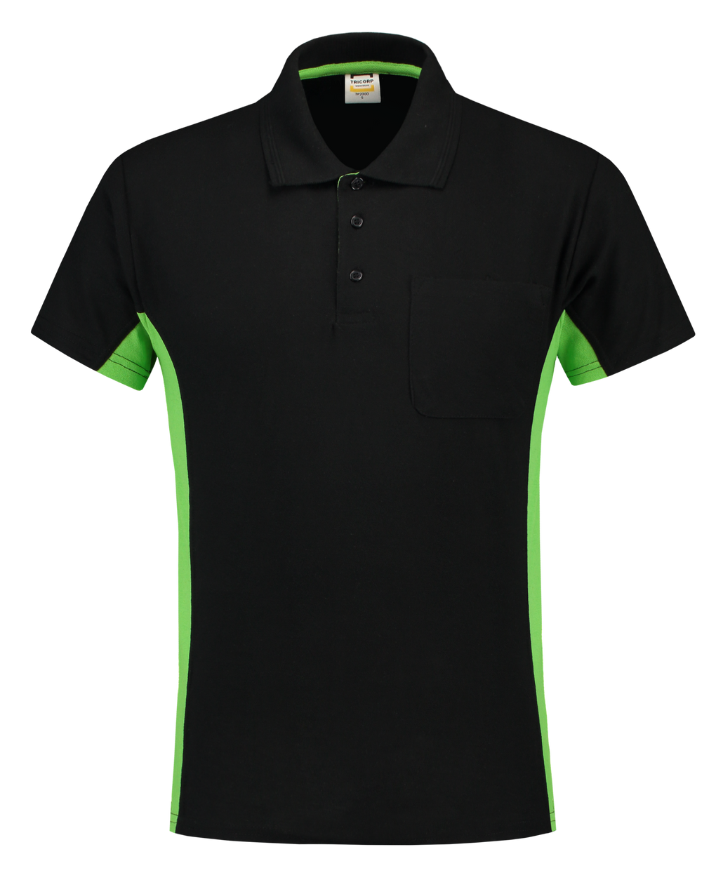 Tricorp Poloshirt Bicolor Borstzak Black-Lime