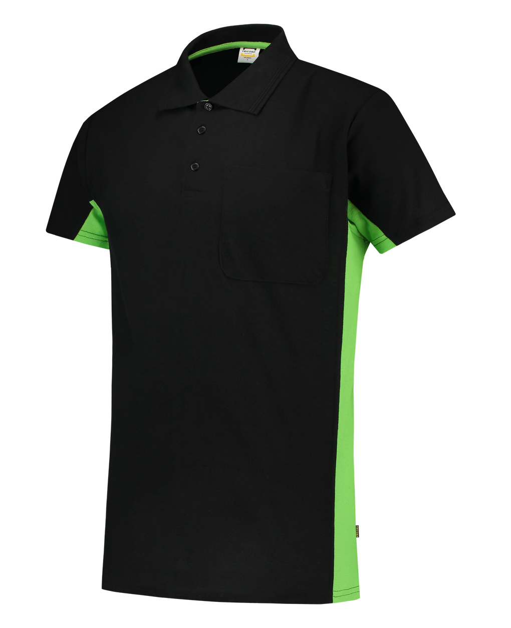Tricorp Poloshirt Bicolor Borstzak Black-Lime