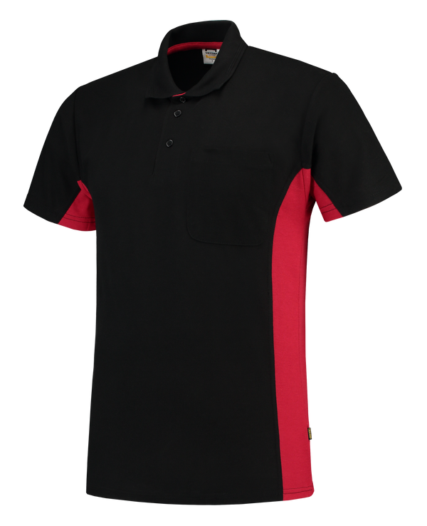 Tricorp Poloshirt Bicolor Borstzak Black-Red