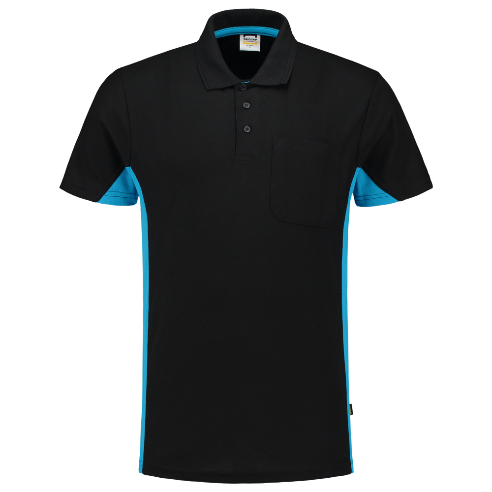 Tricorp Poloshirt Bicolor Borstzak Black-Turquoise