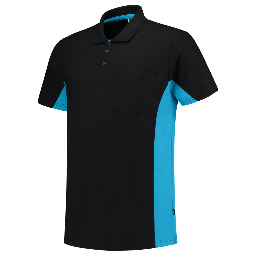 Tricorp Poloshirt Bicolor Borstzak Black-Turquoise