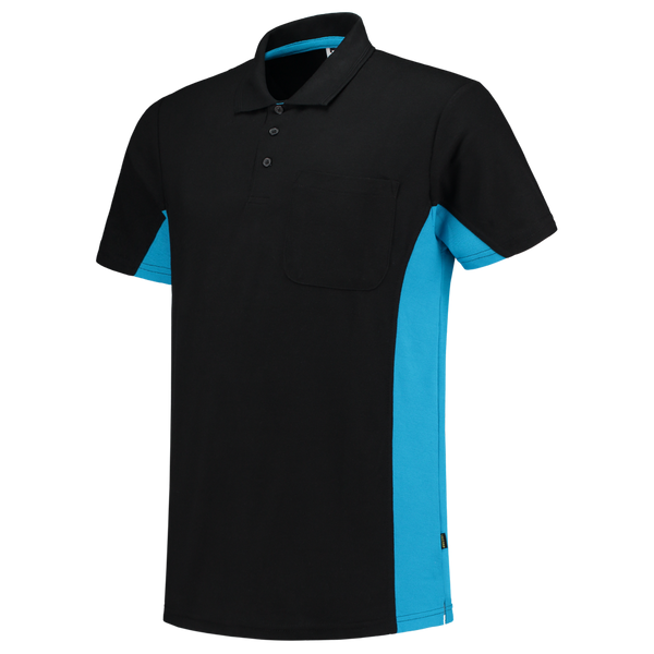 Tricorp Poloshirt Bicolor Borstzak Black-Turquoise