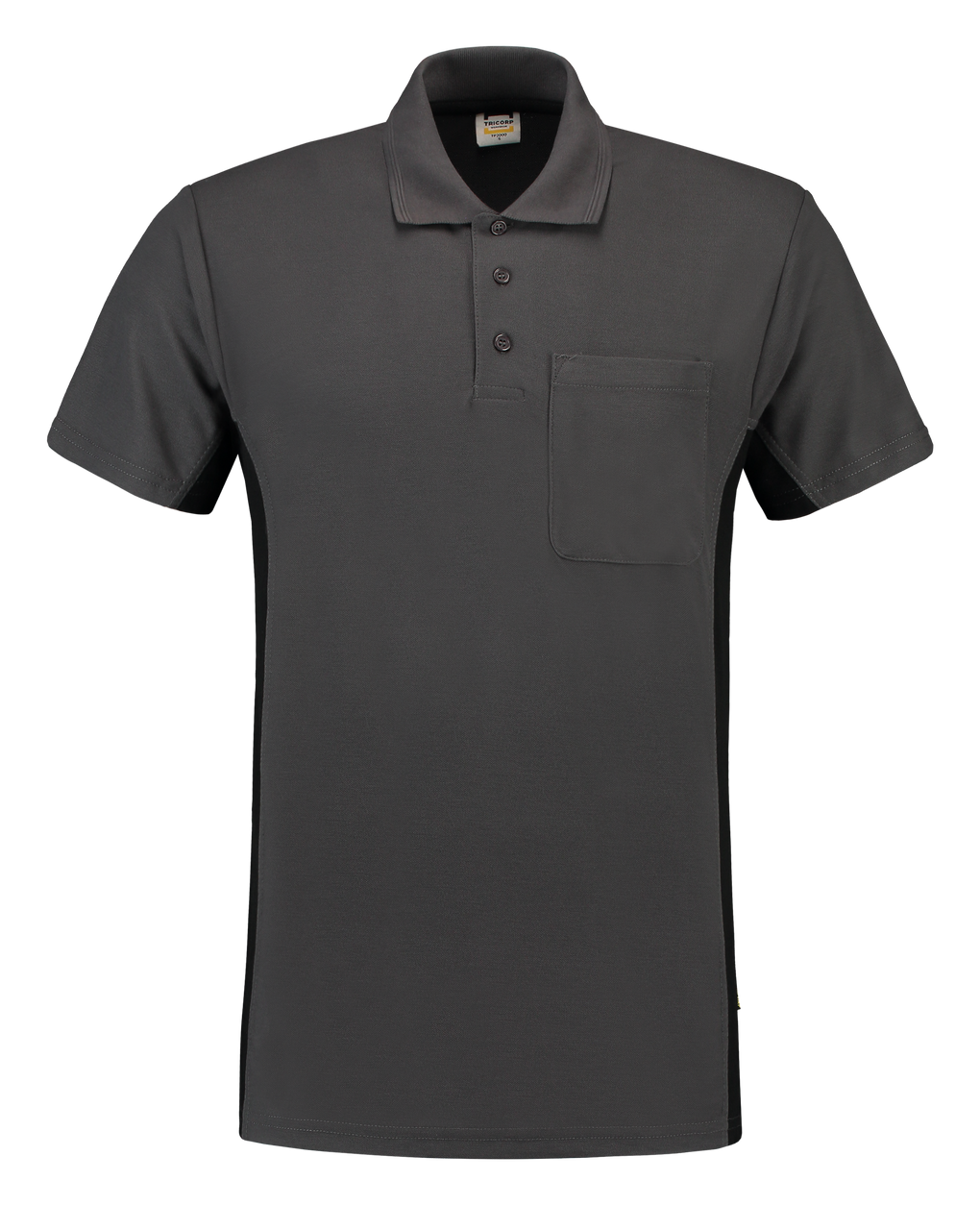 Tricorp Poloshirt Bicolor Borstzak Darkgrey-Black