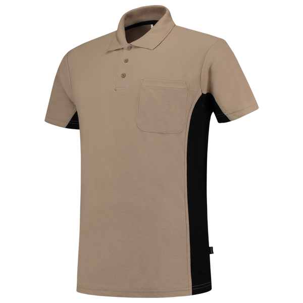 Tricorp Poloshirt Bicolor Borstzak Khaki-Black