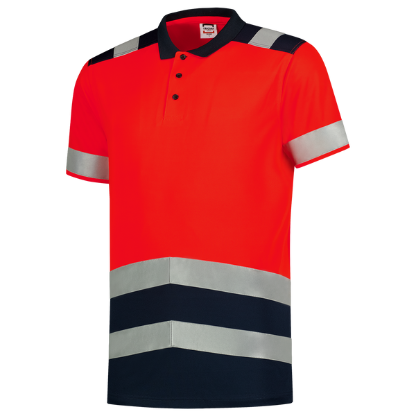 Tricorp Poloshirt High Vis Bicolor Fluor Red-Ink