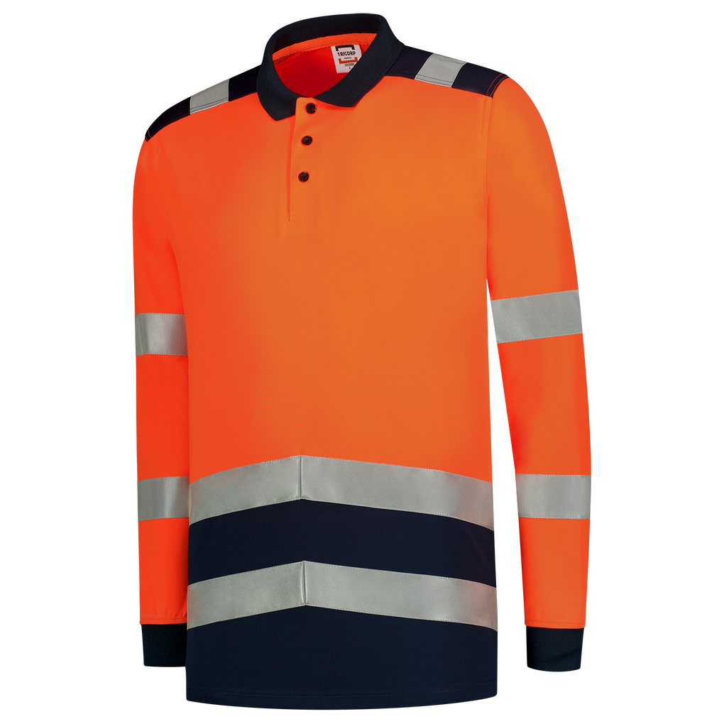 Tricorp Poloshirt High Vis Bicolor Lange Mouw Fluor Orange-Ink