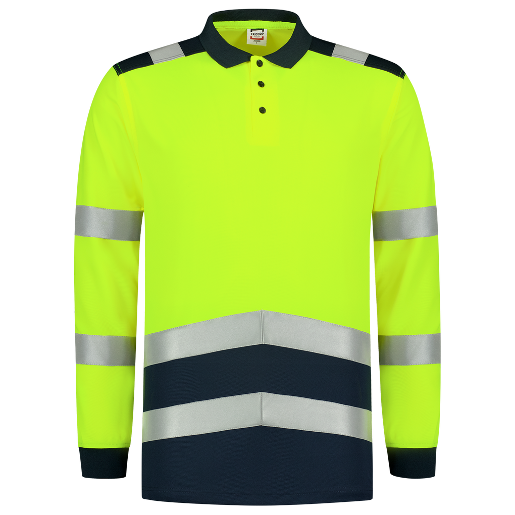 Tricorp Poloshirt High Vis Bicolor Lange Mouw Fluor Yellow-Ink
