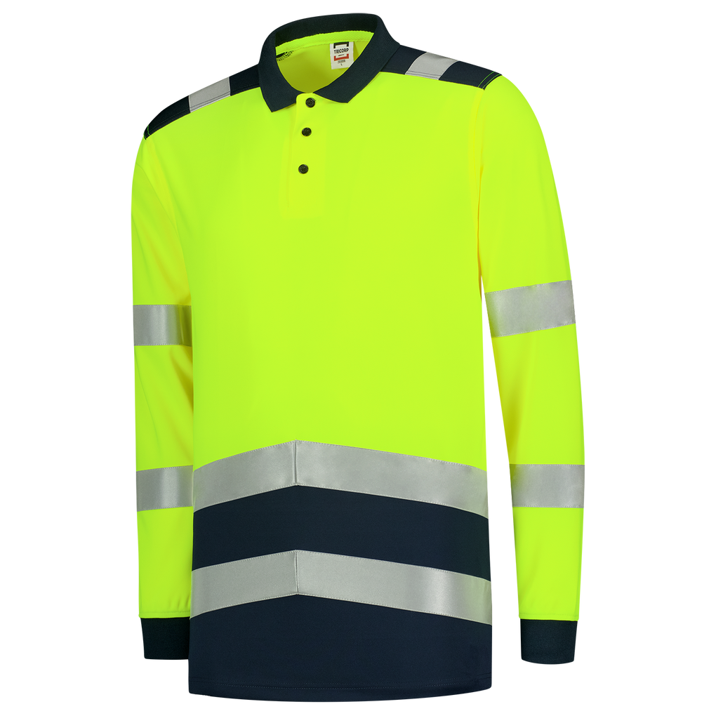 Tricorp Poloshirt High Vis Bicolor Lange Mouw Fluor Yellow-Ink