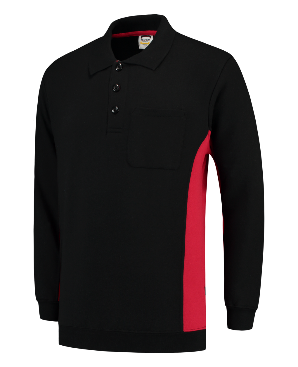Tricorp Polosweater Bicolor Borstzak Black-Red