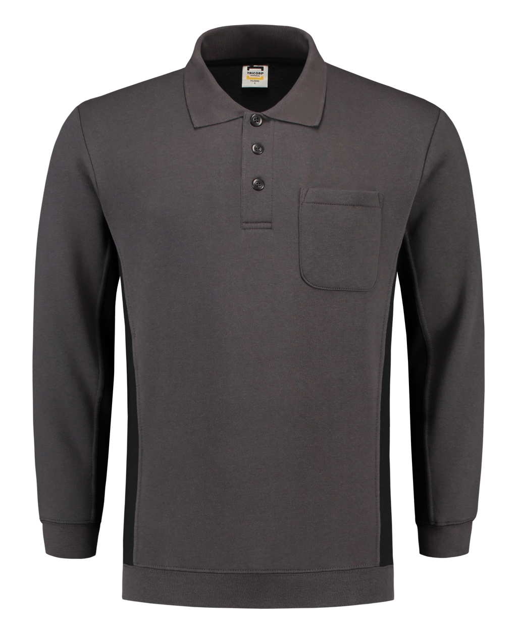Tricorp Polosweater Bicolor Borstzak Darkgrey-Black