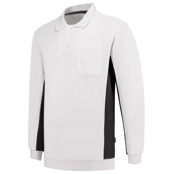 Tricorp Polosweater Bicolor Borstzak White-Darkgrey